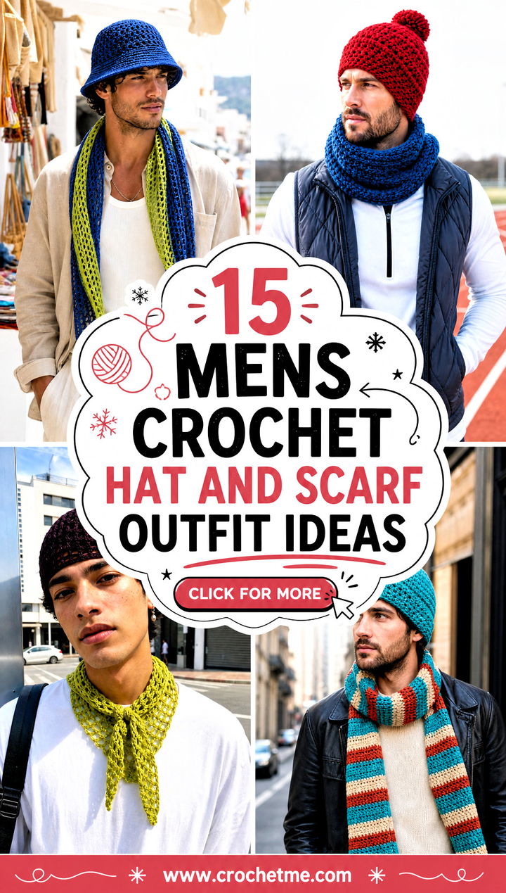 15 Mens Crochet Hat And Scarf outfit ideas - 15 Mens Crochet Hat And Scarf outfit ideas