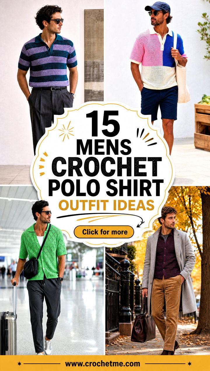 15 Mens Crochet Polo Shirt outfit ideas - 15 Mens Crochet Polo Shirt outfit ideas