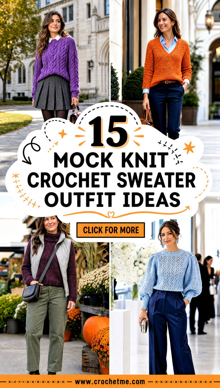 15 Mock Knit Crochet Sweater outfit ideas - 15 Mock Knit Crochet Sweater outfit ideas