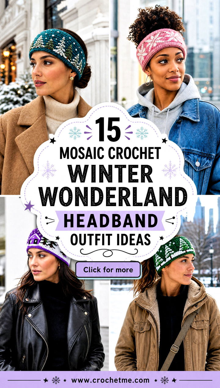 15 Mosaic Crochet Winter Wonderland Headband outfit ideas - 15 Mosaic Crochet Winter Wonderland Headband outfit ideas