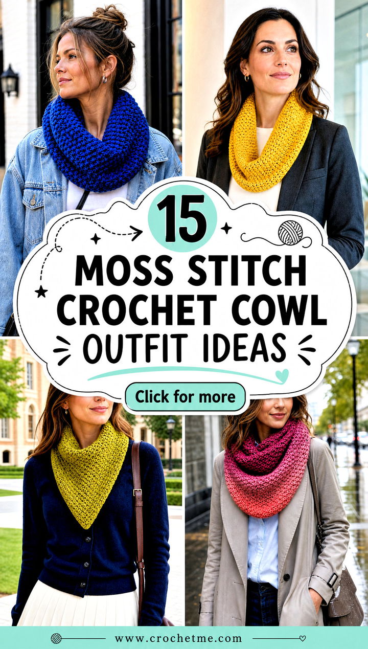 15 Moss Stitch Crochet Cowl outfit ideas - 15 Moss Stitch Crochet Cowl outfit ideas
