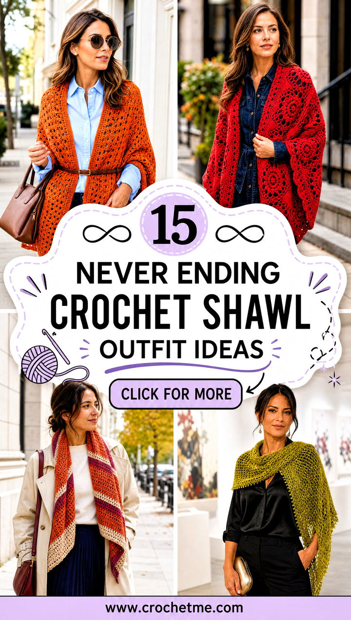 15 Never Ending Crochet Shawl outfit ideas - 15 Never Ending Crochet Shawl outfit ideas