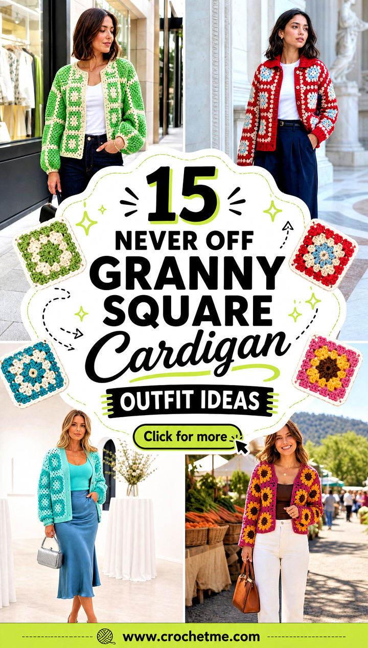 15 Never Off Granny Square Cardigan outfit ideas - 15 Never Off Granny Square Cardigan outfit ideas