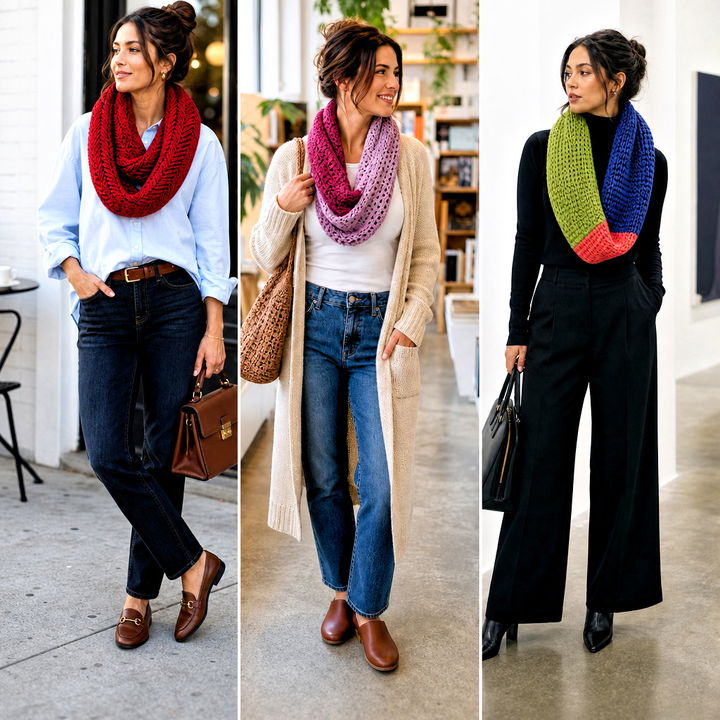 15 One Skein Crochet Infinity Scarf Outfit Ideas for Cozy Days