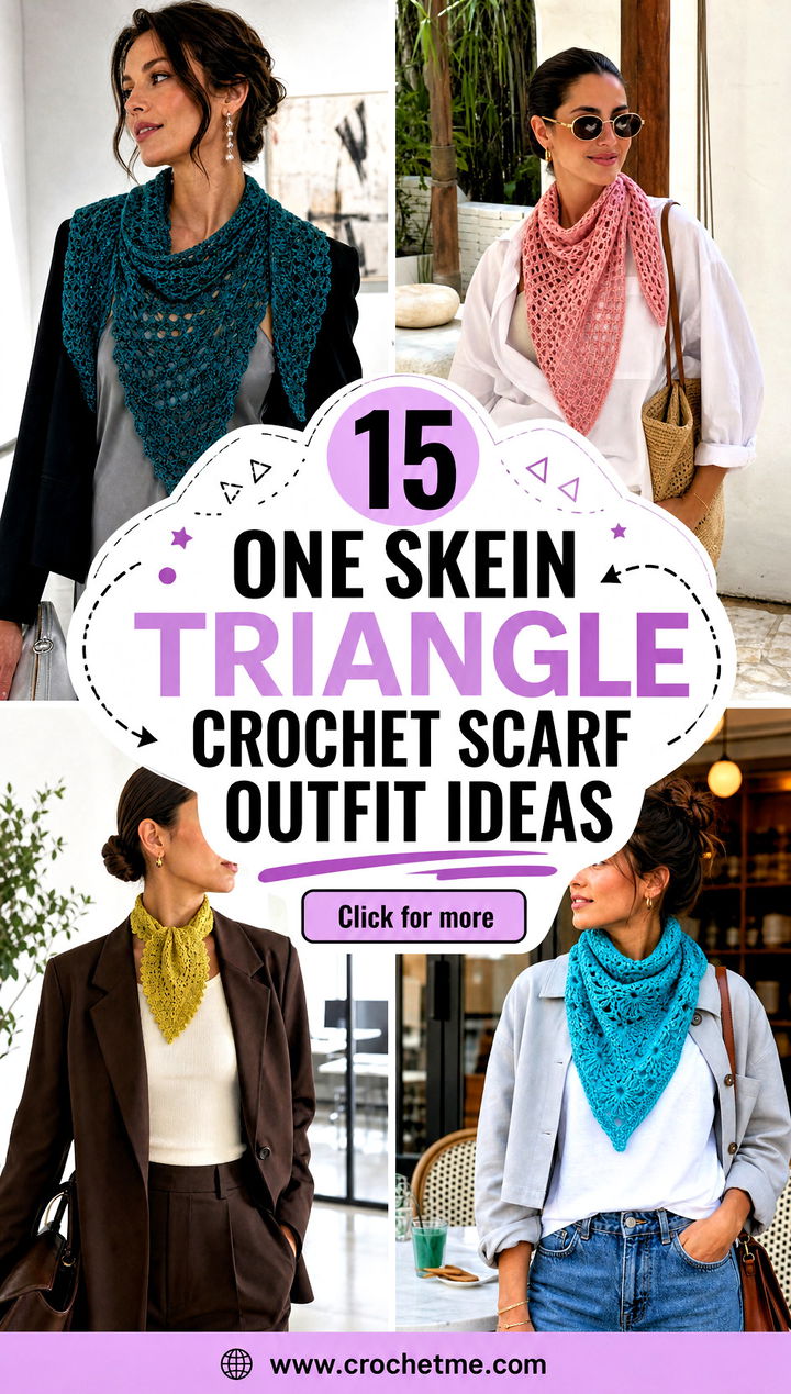 15 One Skein Triangle Crochet Scarf outfit ideas - 15 One Skein Triangle Crochet Scarf outfit ideas