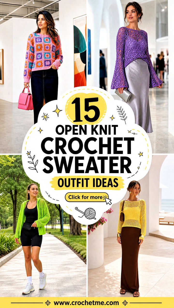 15 Open Knit Crochet Sweater outfit ideas - 15 Open Knit Crochet Sweater outfit ideas