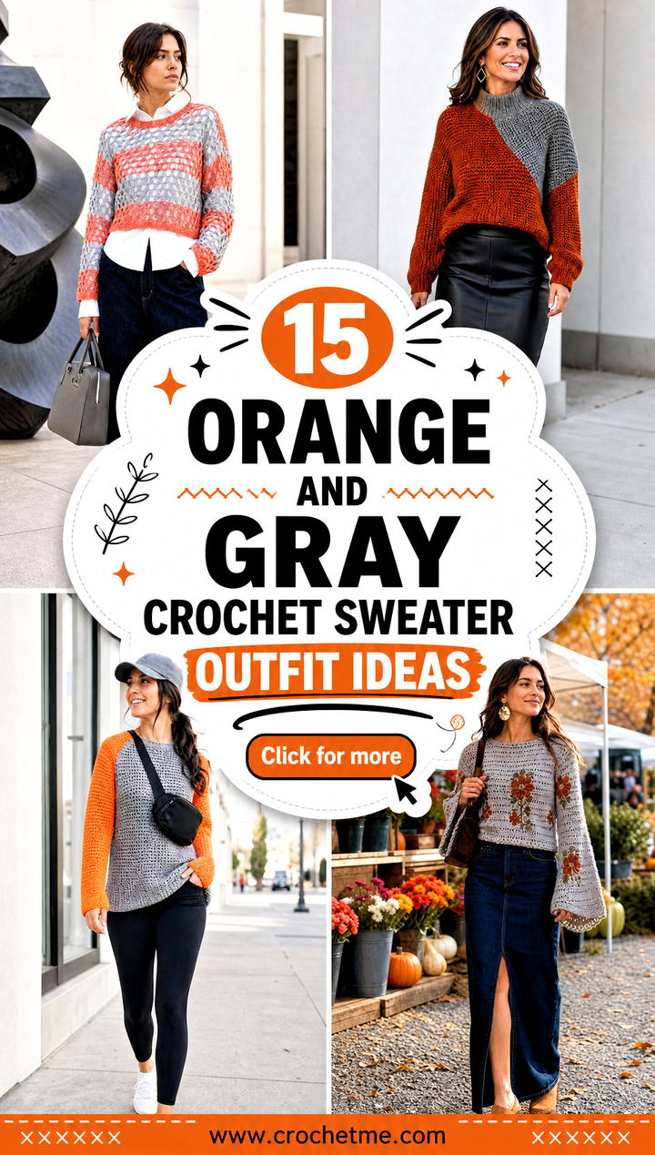 15 Orange And Gray Crochet Sweater outfit ideas - 15 Orange And Gray Crochet Sweater outfit ideas