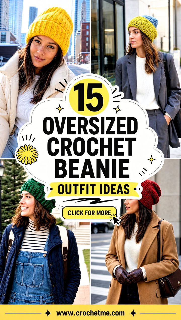 15 Oversized Crochet Beanie outfit ideas - 15 Oversized Crochet Beanie outfit ideas