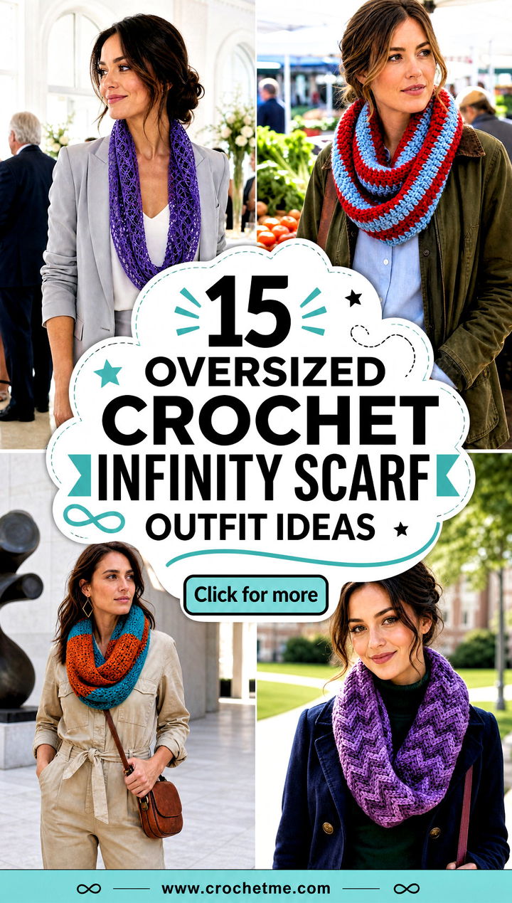 15 Oversized Crochet Infinity Scarf outfit ideas - 15 Oversized Crochet Infinity Scarf outfit ideas