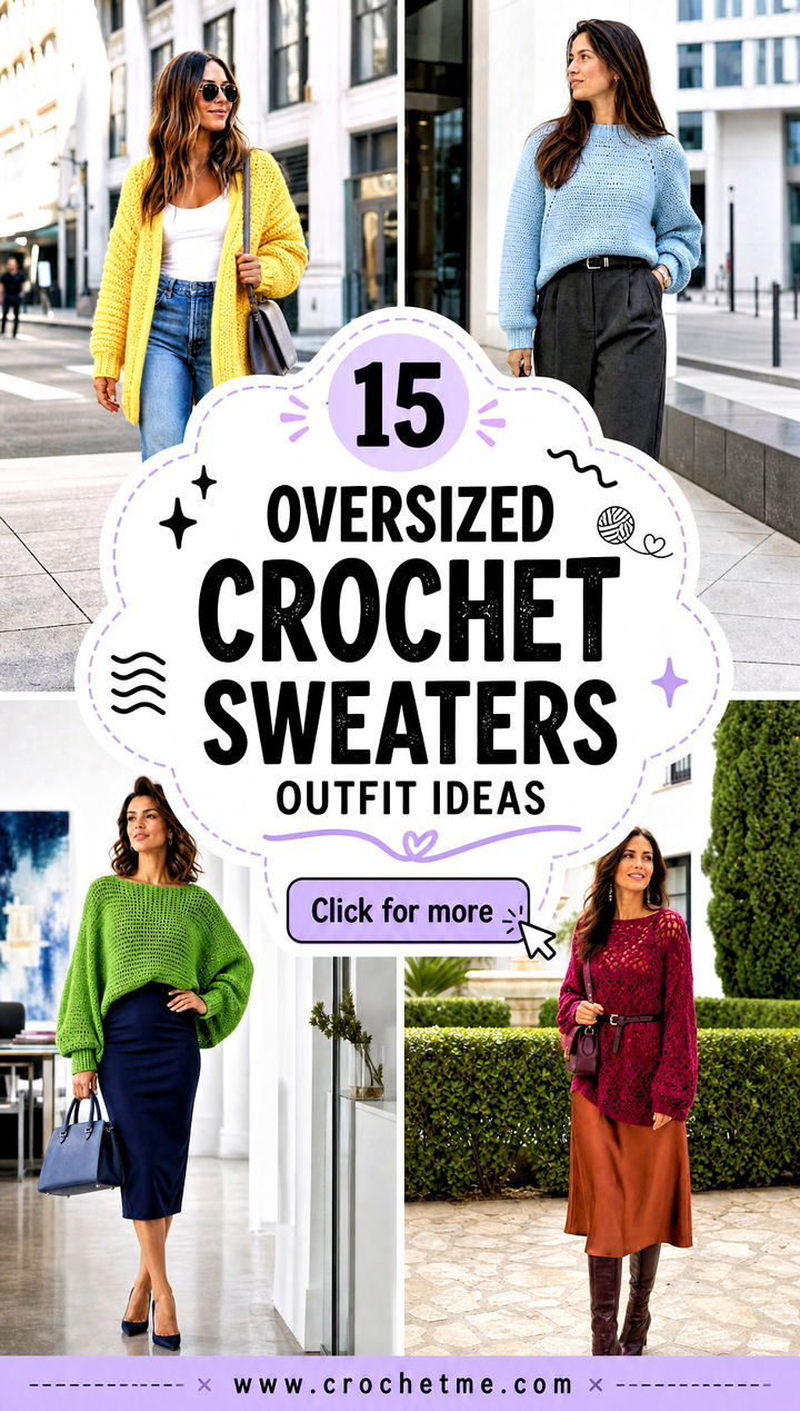 15 Oversized Crochet Sweaters outfit ideas - 15 Oversized Crochet Sweaters outfit ideas