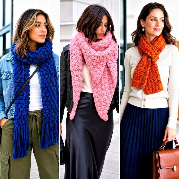 15 Playful Puffs Crochet Scarf Outfit Ideas for Cozy Days