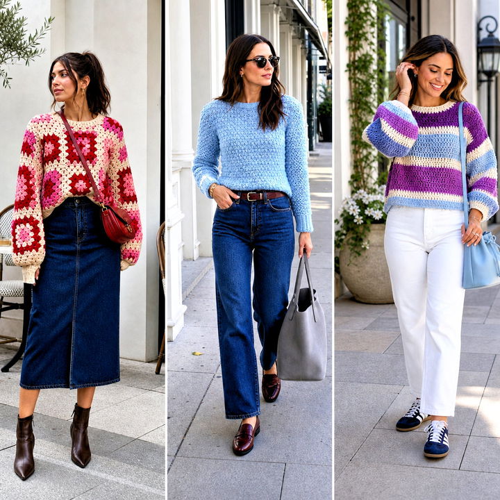15 Puffy Crochet Sweater Outfit Ideas for Bold Winter Style