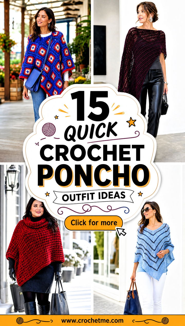 15 Quick Crochet Poncho outfit ideas - 15 Quick Crochet Poncho outfit ideas