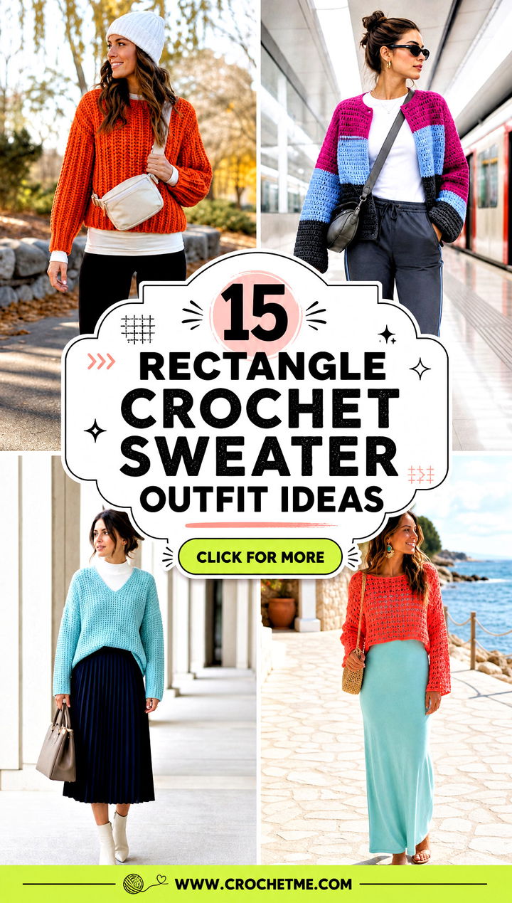 15 Rectangle Crochet Sweater outfit ideas - 15 Rectangle Crochet Sweater outfit ideas