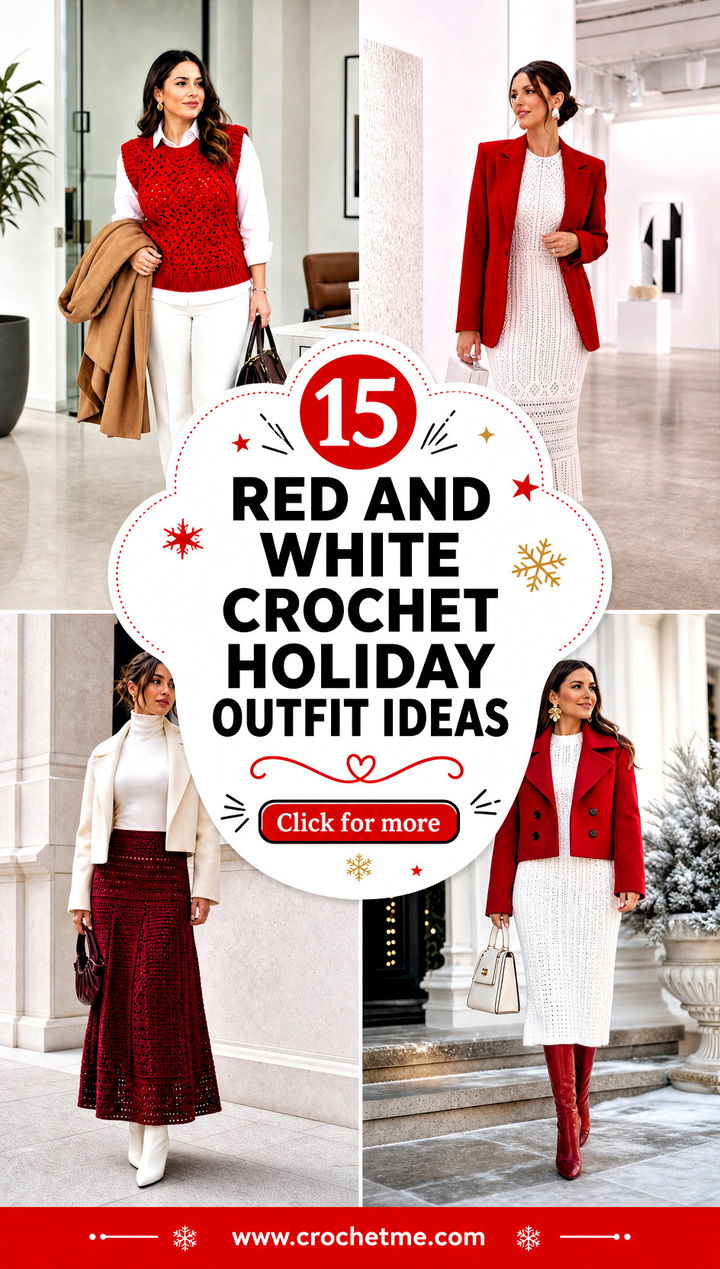 15 Red And White Crochet Holiday Outfit ideas - 15 Red And White Crochet Holiday Outfit ideas