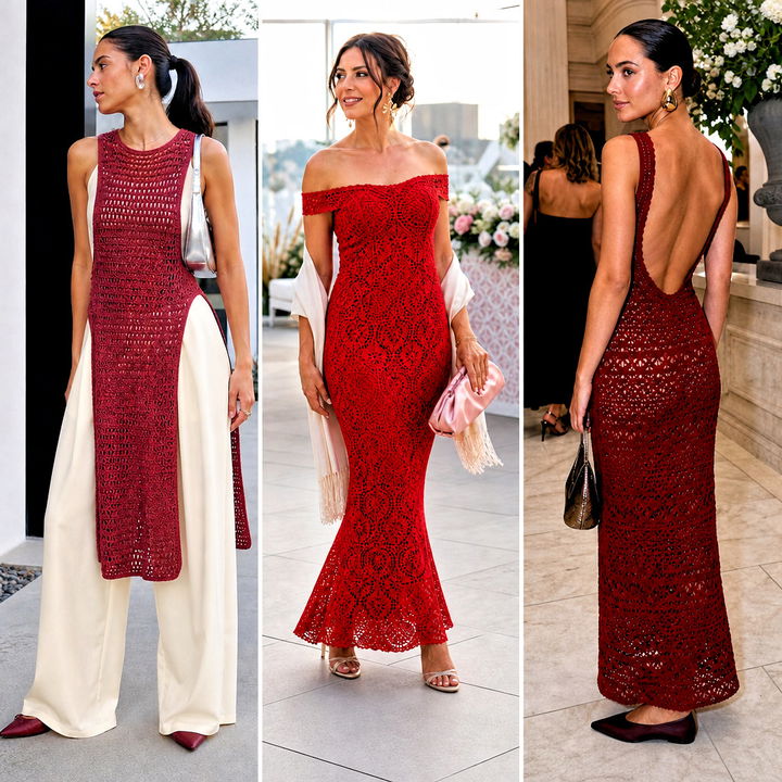 15 Red Crochet Dress Design Outfit Ideas for Standout Style
