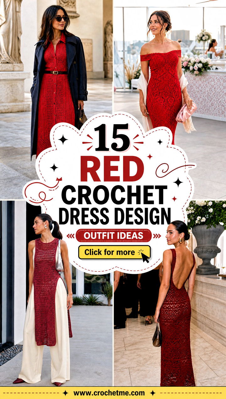 15 Red Crochet Dress Design outfit ideas - 15 Red Crochet Dress Design outfit ideas