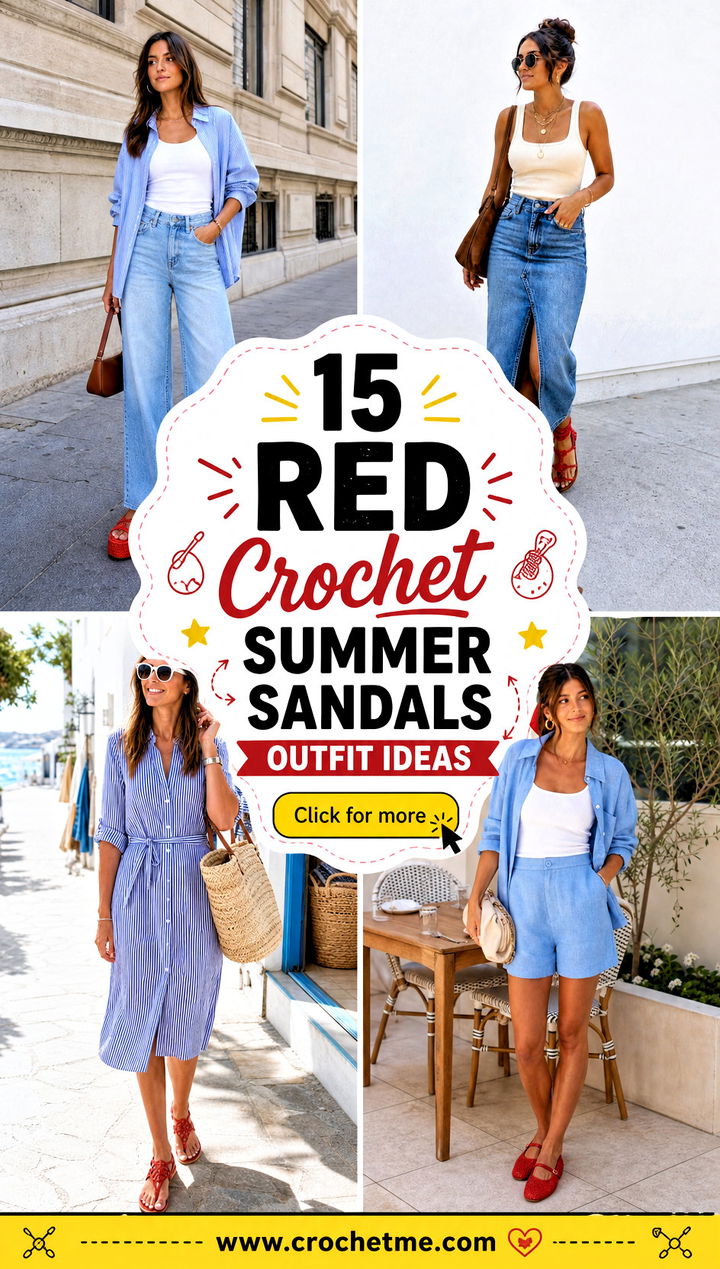 15 Red Crochet Summer Sandals outfit ideas - 15 Red Crochet Summer Sandals outfit ideas