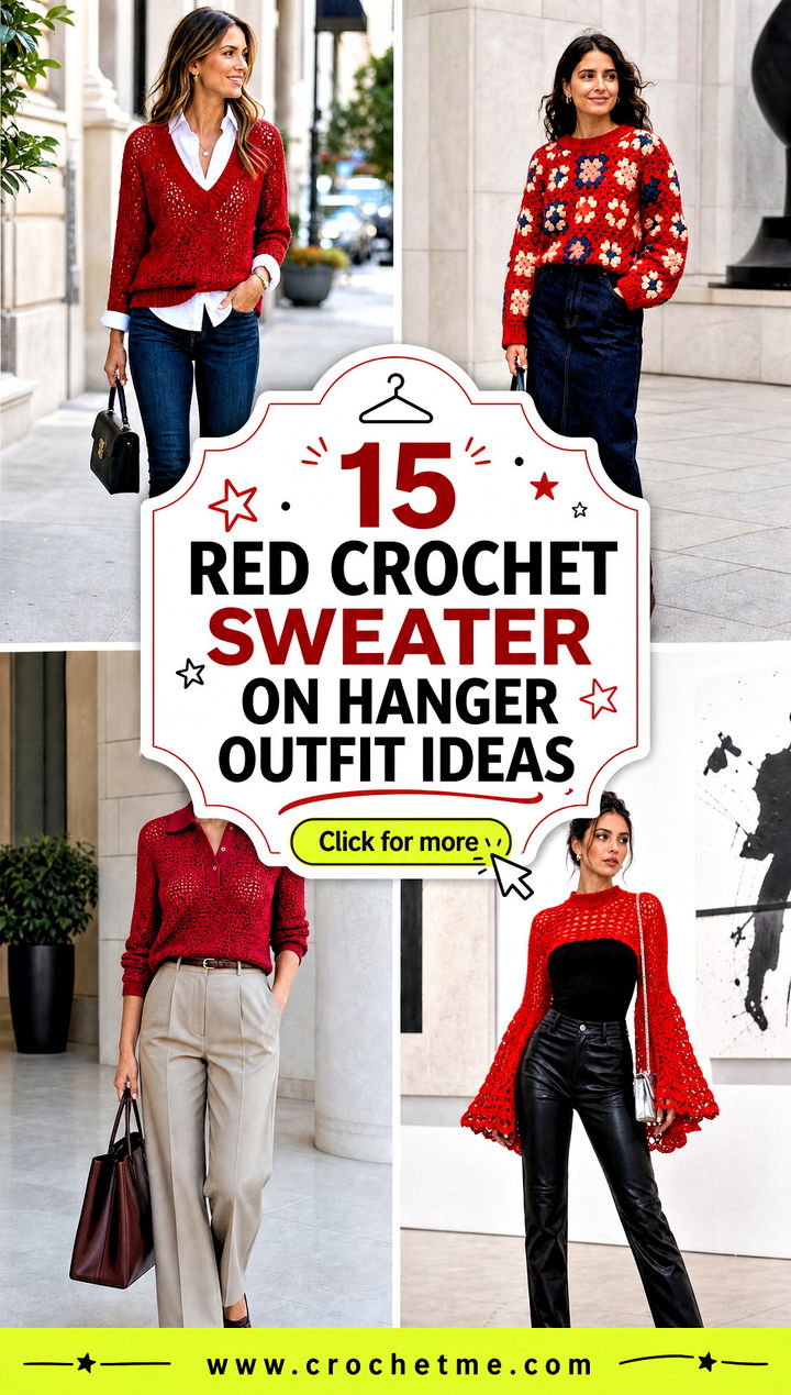 15 Red Crochet Sweater On Hanger outfit ideas - 15 Red Crochet Sweater On Hanger outfit ideas