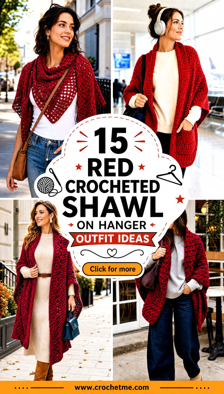 15 Red Crocheted Shawl On Hanger outfit ideas - 15 Red Crocheted Shawl On Hanger outfit ideas