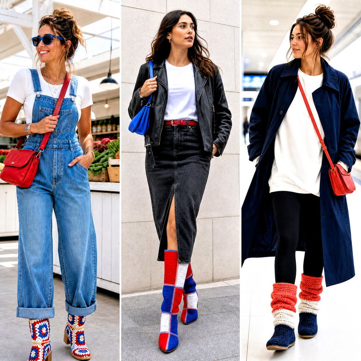 15 Red White Blue Crochet Boots Outfit Ideas for Bold Style