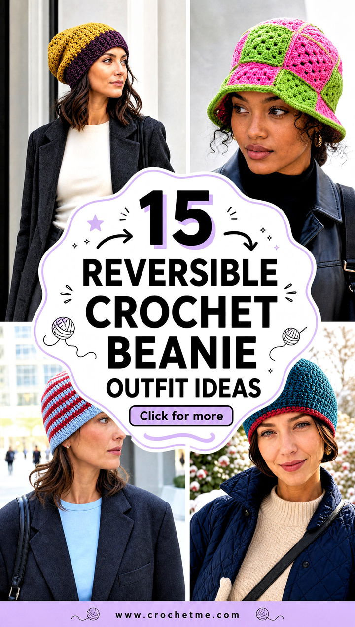 15 Reversible Crochet Beanie outfit ideas - 15 Reversible Crochet Beanie outfit ideas