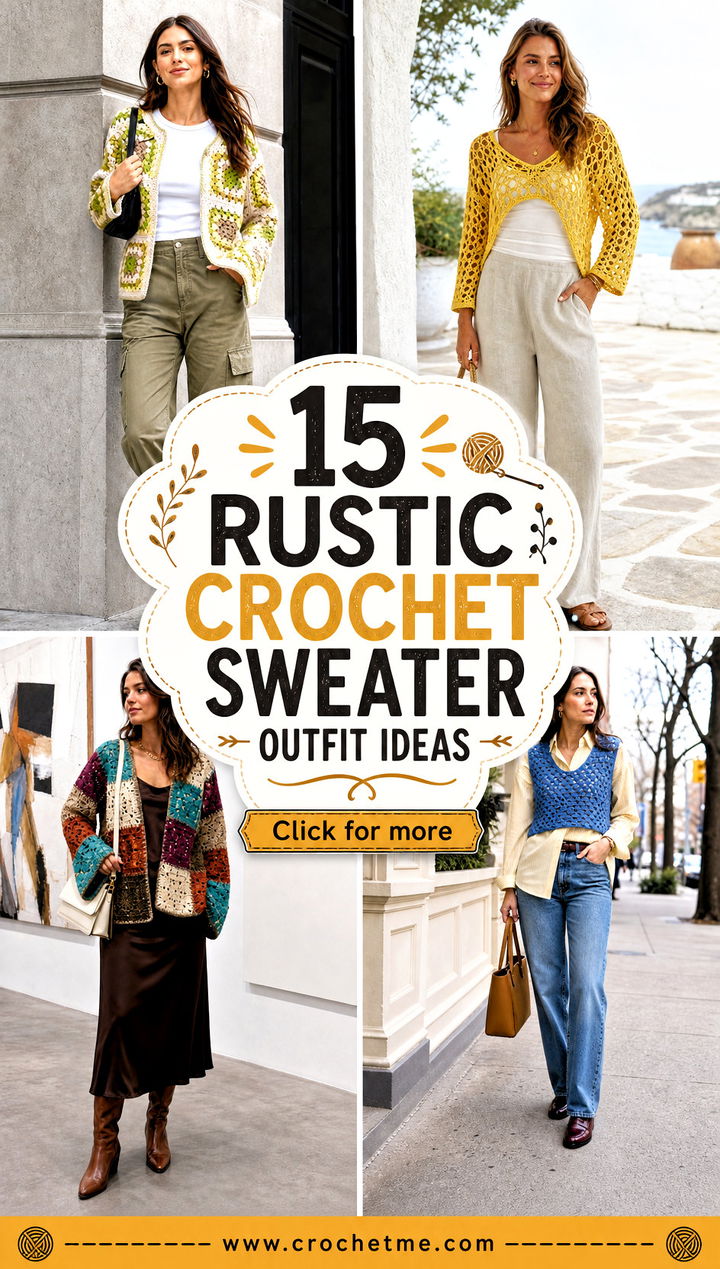 15 Rustic Crochet Sweater outfit ideas - 15 Rustic Crochet Sweater outfit ideas