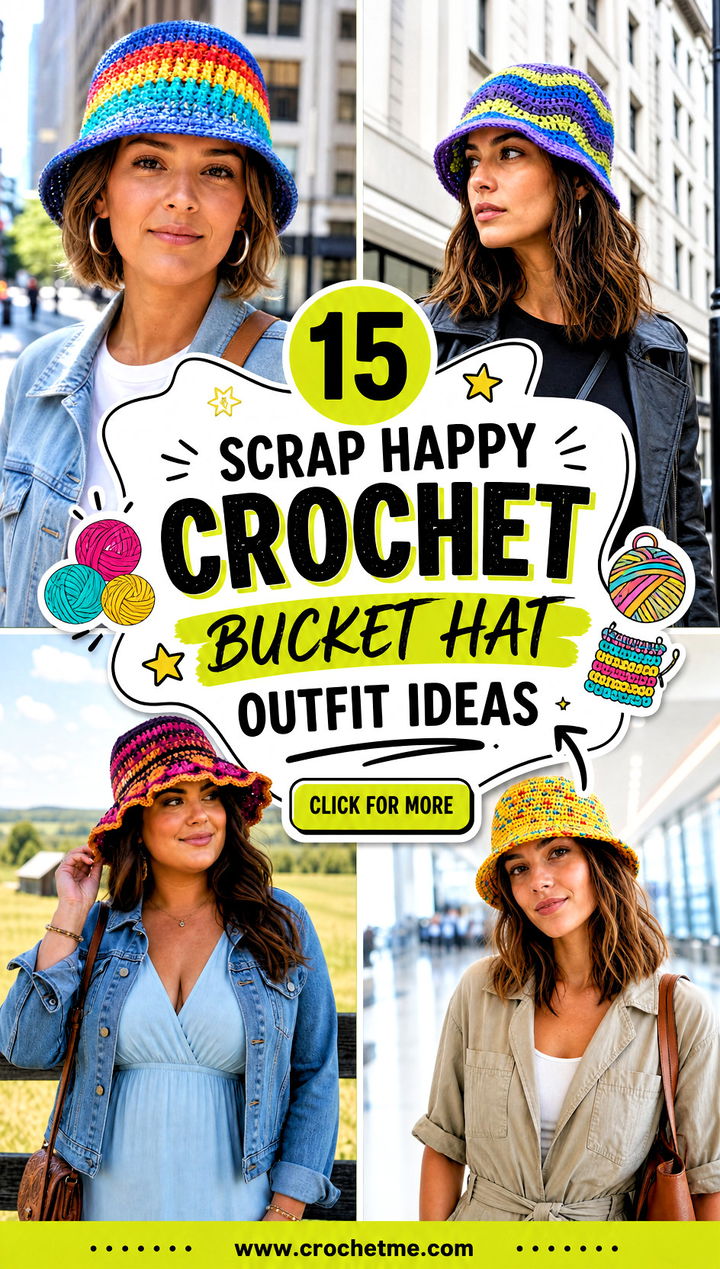 15 Scrap Happy Crochet Bucket Hat outfit ideas - 15 Scrap Happy Crochet Bucket Hat outfit ideas