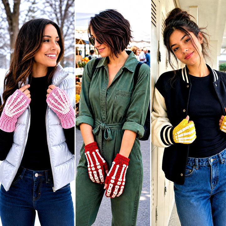 15 Skeleton Crochet Fingerless Gloves Outfit Ideas for Fall
