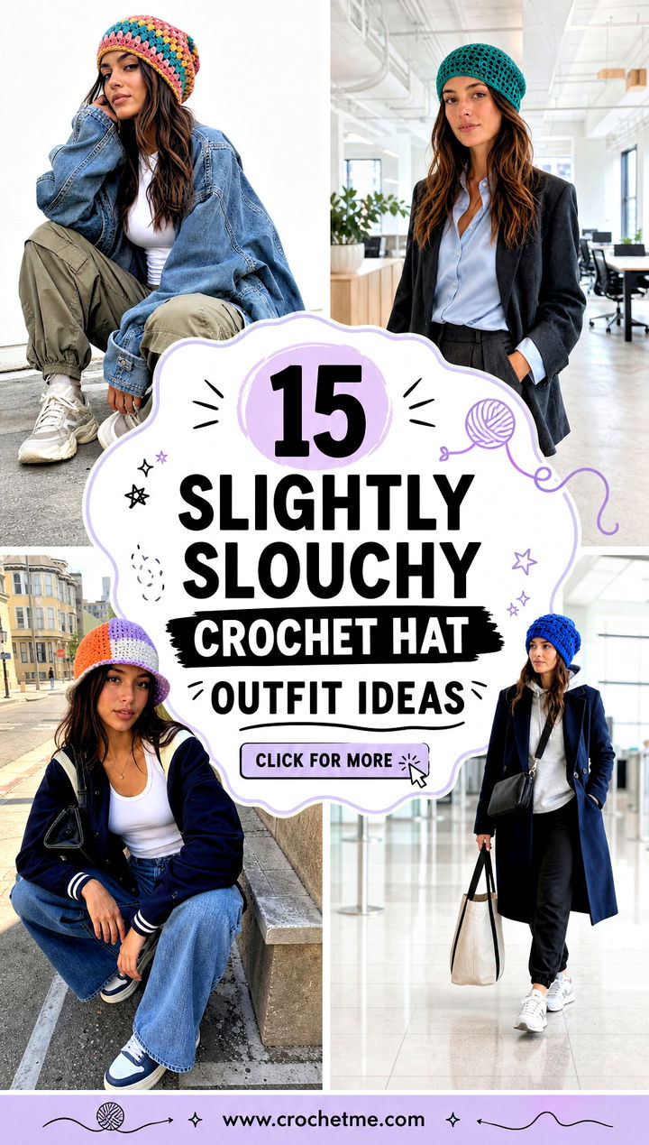 15 Slightly Slouchy Crochet Hat outfit ideas - 15 Slightly Slouchy Crochet Hat outfit ideas