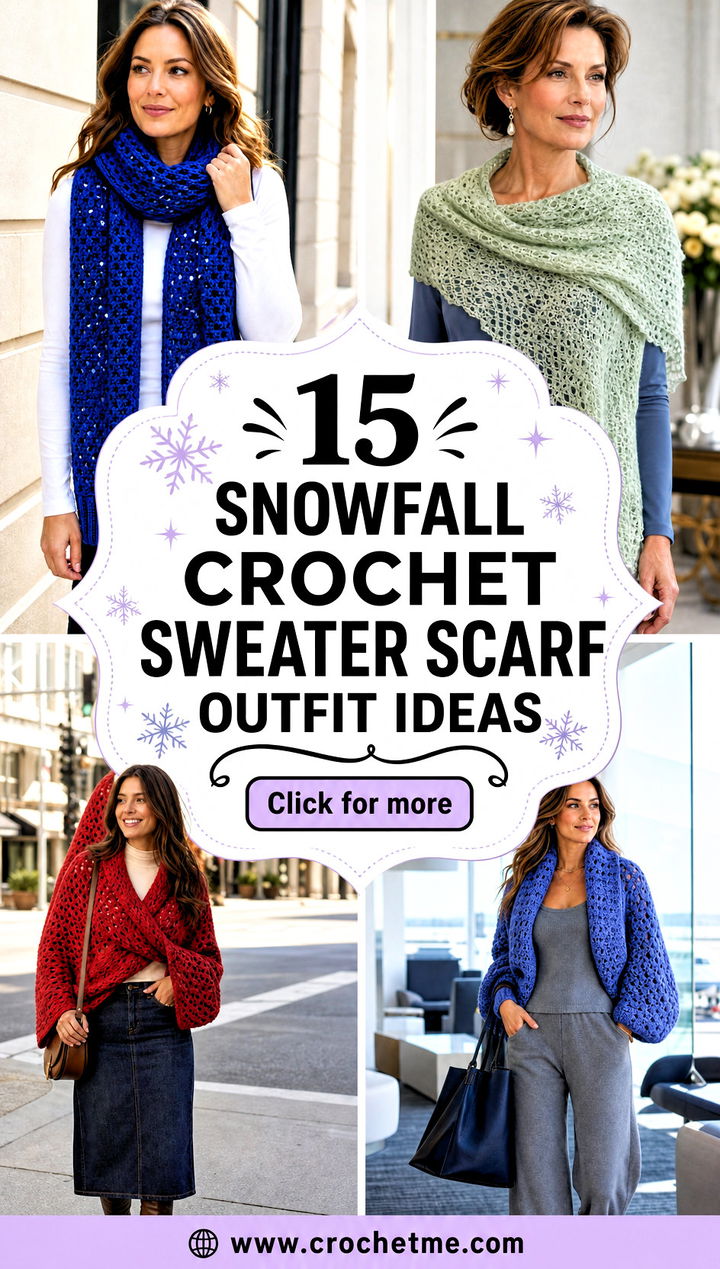 15 Snowfall Crochet Sweater Scarf outfit ideas - 15 Snowfall Crochet Sweater Scarf outfit ideas