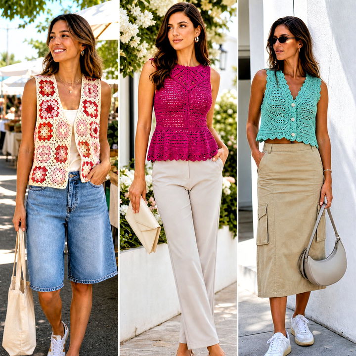 15 Summer Crochet Vest Style outfit ideas