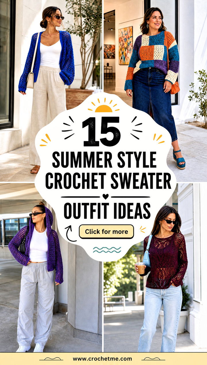 15 Summer Style Crochet Sweater outfit ideas - 15 Summer Style Crochet Sweater outfit ideas