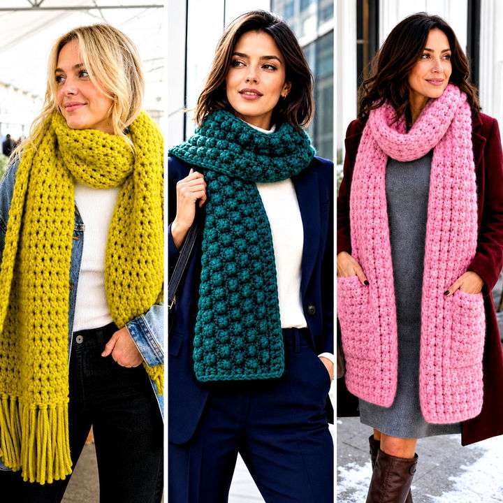 15 Super Bulky Crochet Scarf Outfit Ideas for Cozy Winter Style