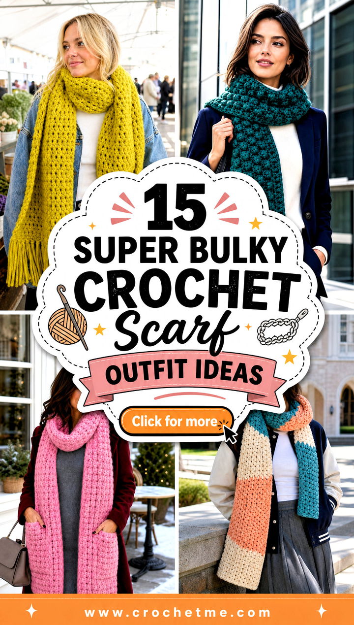 15 Super Bulky Crochet Scarf outfit ideas - 15 Super Bulky Crochet Scarf outfit ideas