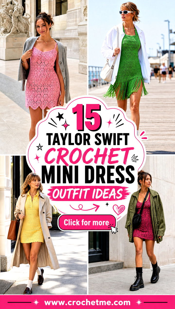 15 Taylor Swift Crochet Mini Dress outfit ideas - 15 Taylor Swift Crochet Mini Dress outfit ideas
