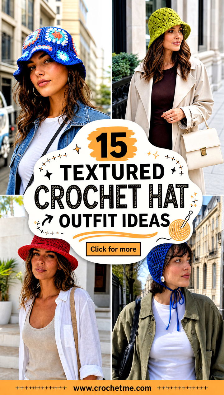 15 Textured Crochet Hat outfit ideas - 15 Textured Crochet Hat outfit ideas