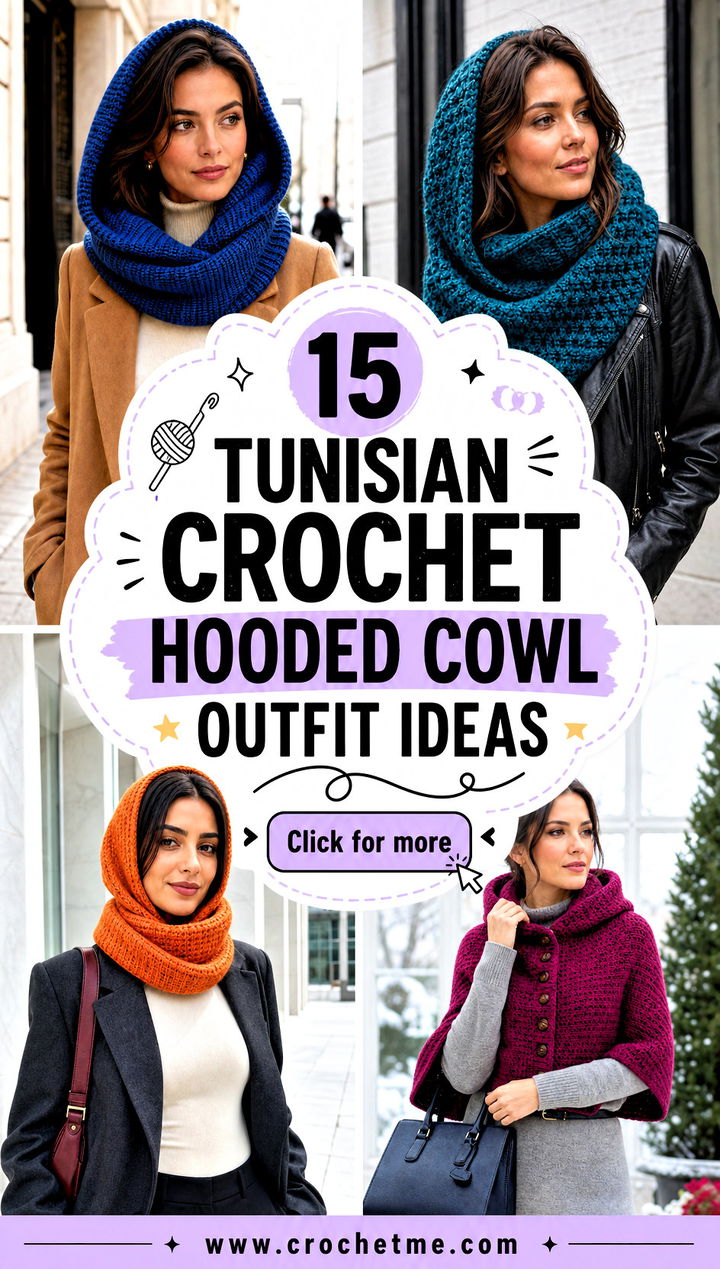 15 Tunisian Crochet Hooded Cowl outfit ideas - 15 Tunisian Crochet Hooded Cowl outfit ideas