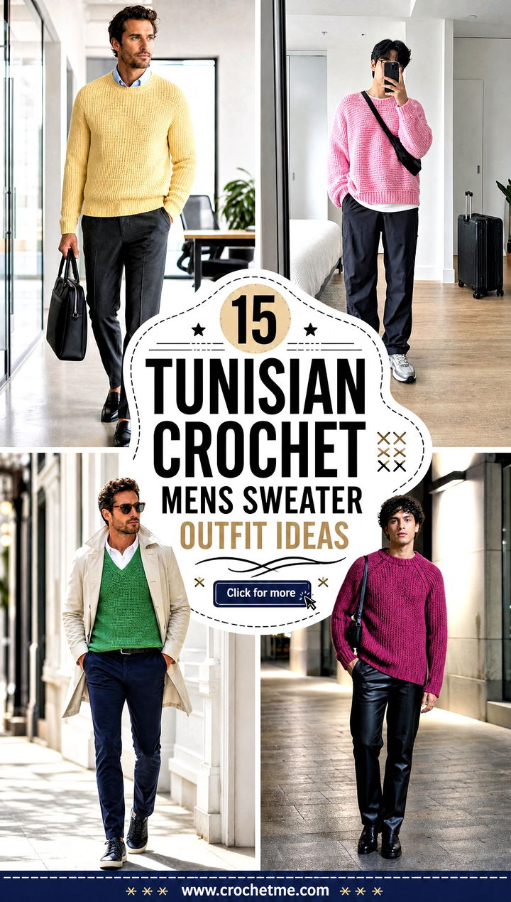 15 Tunisian Crochet Mens Sweater outfit ideas - 15 Tunisian Crochet Mens Sweater outfit ideas