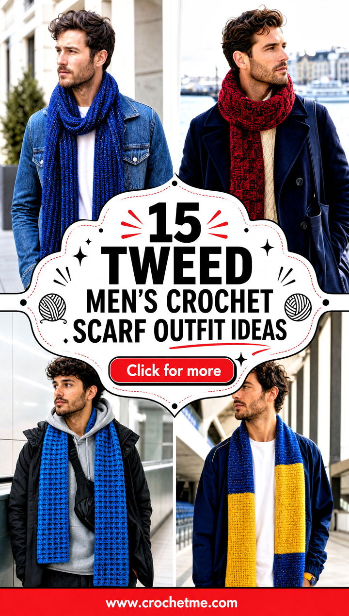 15 Tweed Mens Crochet Scarf outfit ideas - 15 Tweed Men’s Crochet Scarf outfit ideas