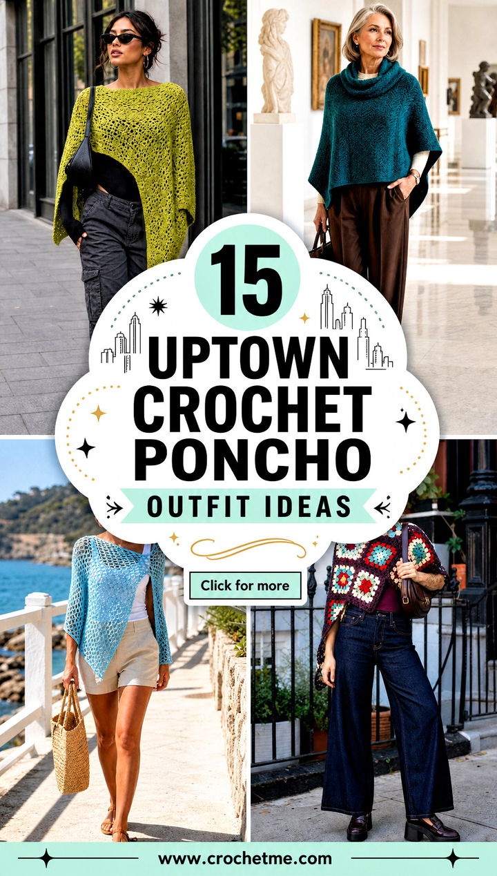 15 Uptown Crochet Poncho outfit ideas - 15 Uptown Crochet Poncho outfit ideas