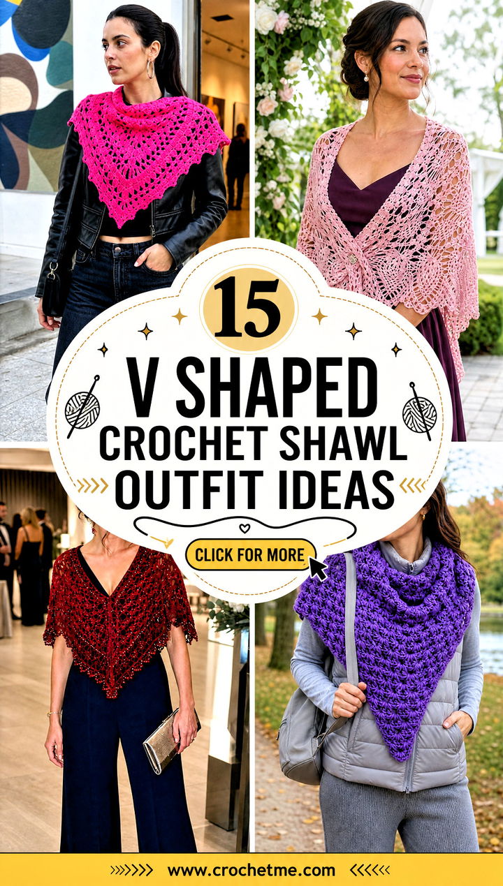 15 V Shaped Crochet Shawl outfit ideas - 15 V Shaped Crochet Shawl outfit ideas