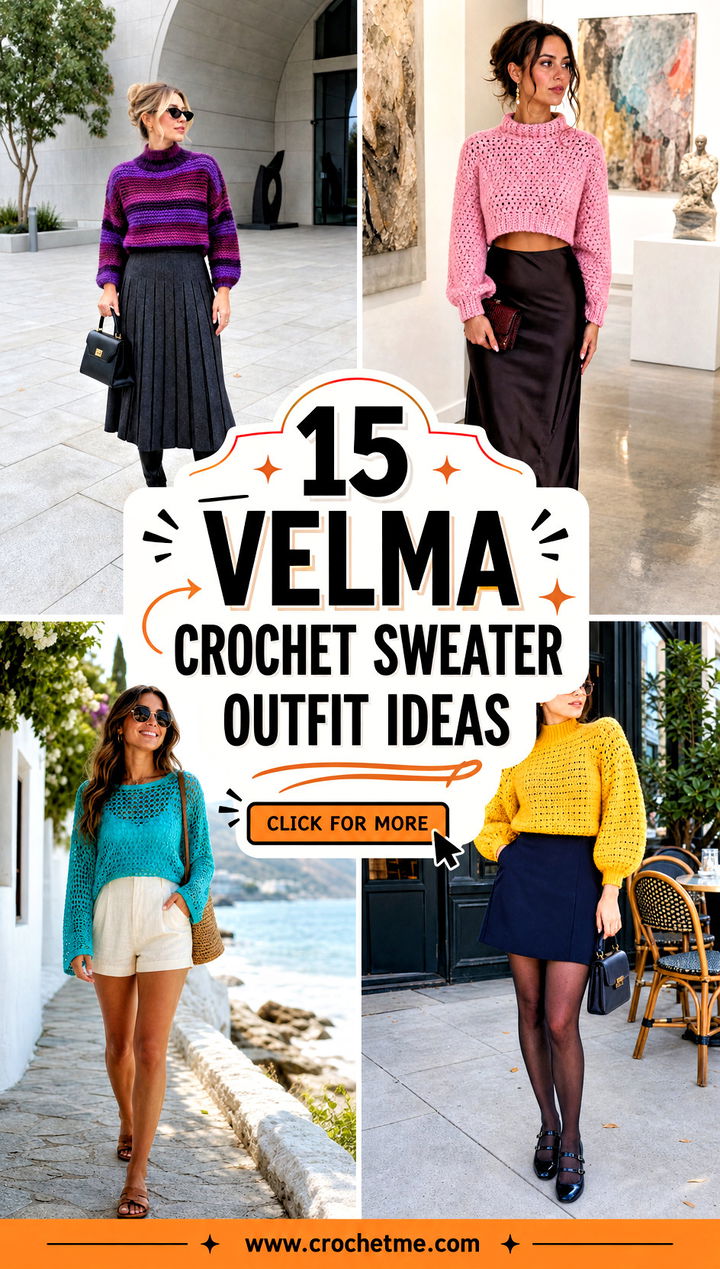 15 Velma Crochet Sweater outfit ideas - 15 Velma Crochet Sweater outfit ideas