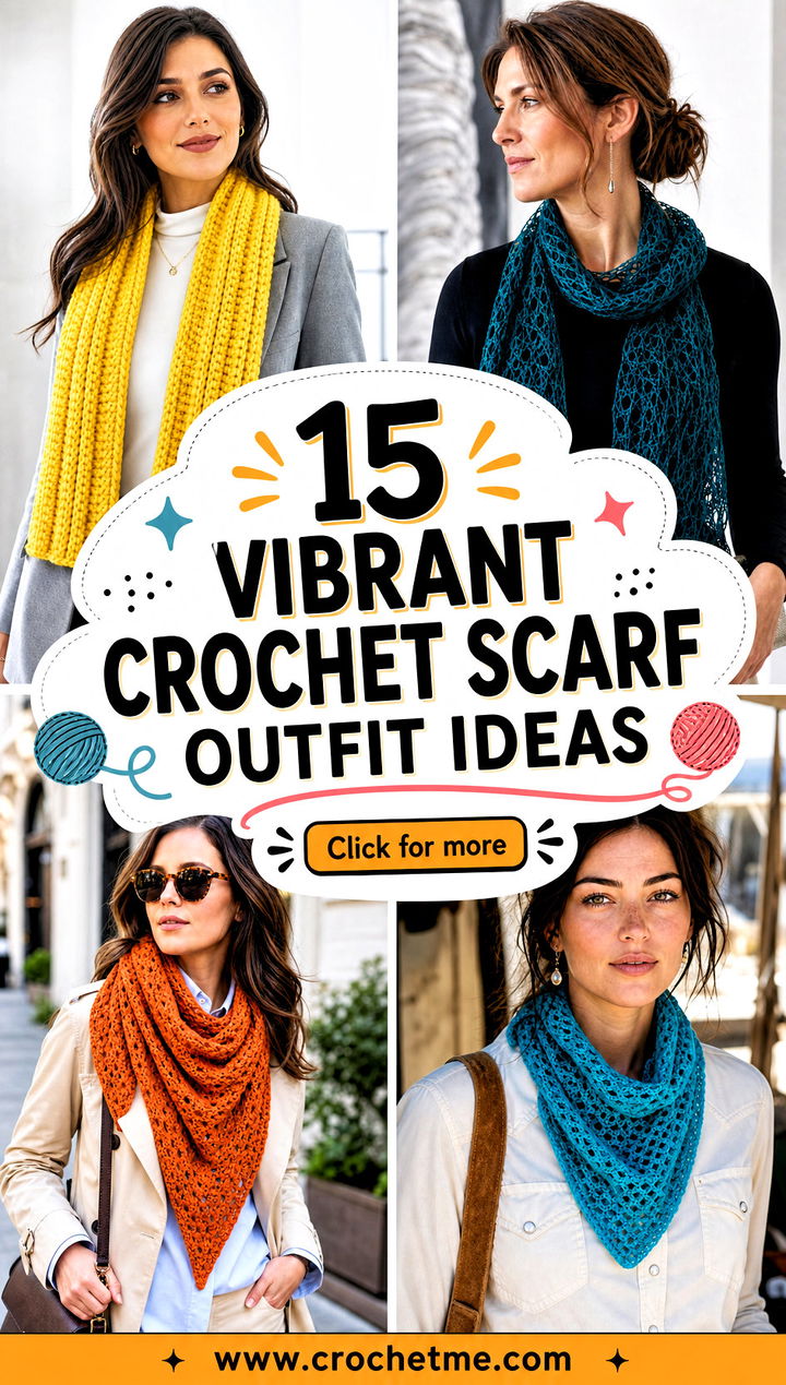 15 Vibrant Crochet Scarf outfit ideas - 15 Vibrant Crochet Scarf outfit ideas