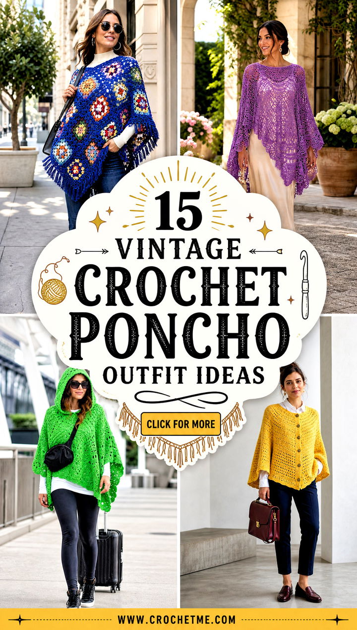 15 Vintage Crochet Poncho outfit ideas - 15 Vintage Crochet Poncho outfit ideas