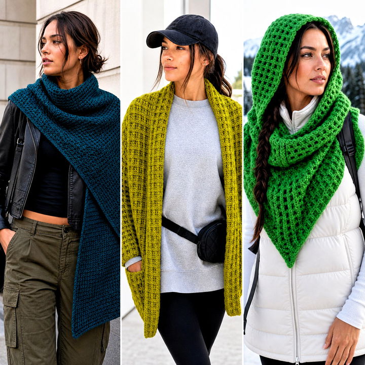 15 Waffle Crochet Shawl Outfit Ideas for Cozy Fall Style