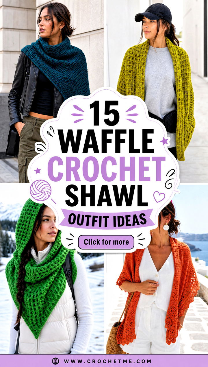 15 Waffle Crochet Shawl outfit ideas - 15 Waffle Crochet Shawl outfit ideas