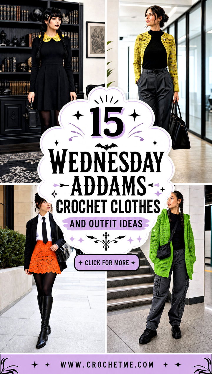 15 Wednesday Addams Crochet Clothes and outfit ideas - 15 Wednesday Addams Crochet Clothes and outfit ideas