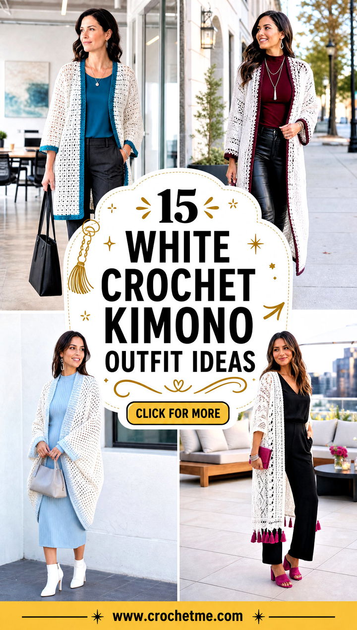 15 White Crochet Kimono outfit ideas - 15 White Crochet Kimono outfit ideas
