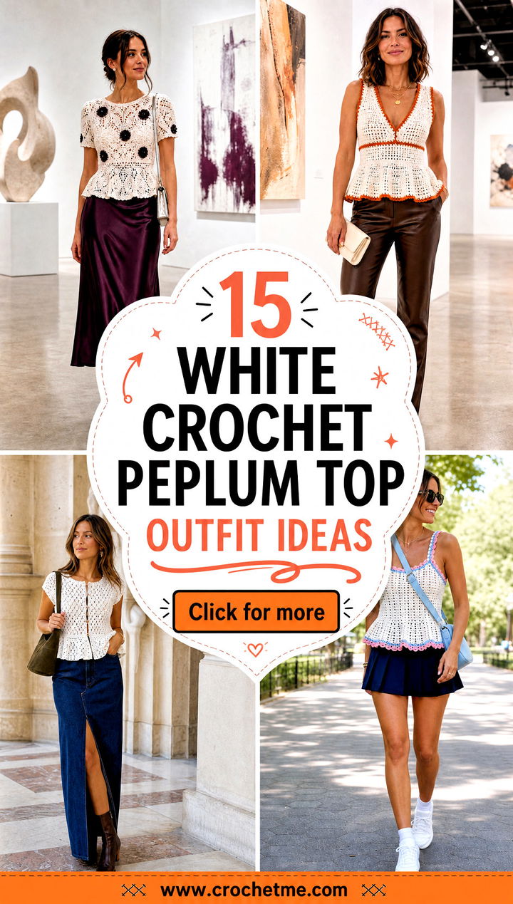 15 White Crochet Peplum Top outfit ideas - 15 White Crochet Peplum Top outfit ideas